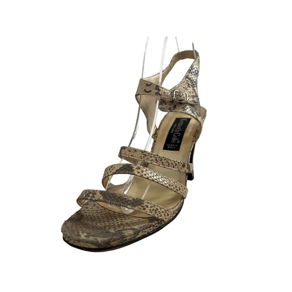 Vintage 90s Y2k Kenneth Cole Chunky Strappy Snakeskin Heels SZ 9 - Picture 2 of 16